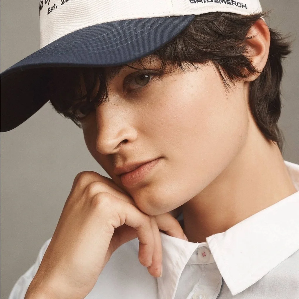 New Anthropologie Bridemerch Wife of the Party White and Blue Cap